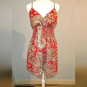 NWT Boho Red Colorful Paisley Dress by She's Cool Size Medium